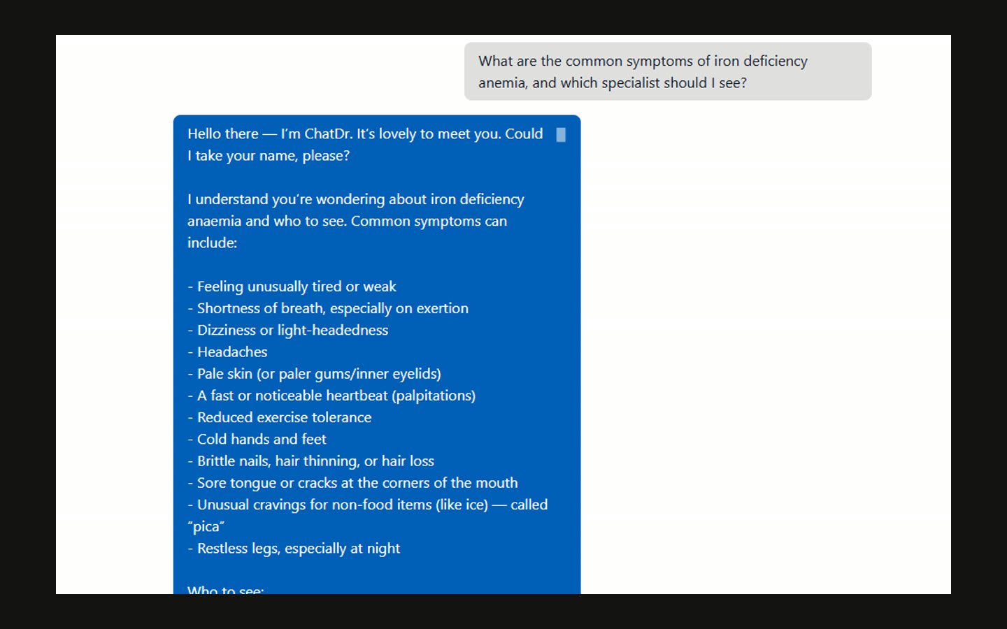 ChatDr.ai interface